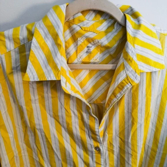 AERIE Good Day Yellow Striped Button Down Shirt. NWT - Picture 5 of 6